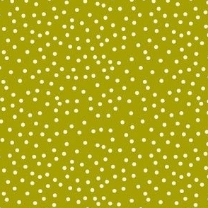 Christmas Scattered Polka Dots - Ivory Dots on Olive