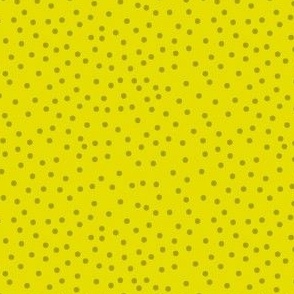 Christmas Scattered Polka Dots - Olive Dots on Citrine