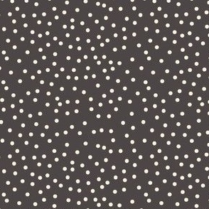 Christmas Scattered Polka Dots - Ivory on Charcoal Gray
