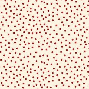 Christmas Scattered Polka Dots - Red Dots on Ivory