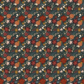 Christmas Floral with Oranges - Small