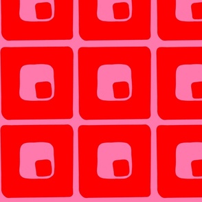 Red and Pink Retro Blocky Pattern