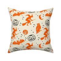 Bats and Jacks ~ Orange and Black on Cream