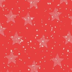 Stars 02 - Red with White Stars + Snowflakes