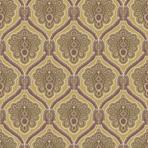 Large Damask in Gold and Lilac