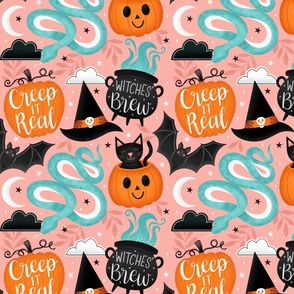 Halloween Pattern Pink Larger Scale