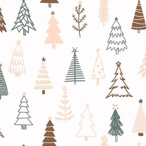 Christmas Boho Trees Winter Forest Holidays Seasonal Neutral