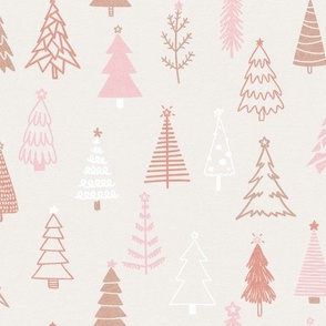 Christmas Pink Christmas Trees Tree Boho Beige Blush