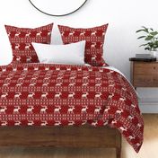 Ugly cozy Christmas Sweater Pattern, Xmas Deer Fabric, X-mas Moose Nostalgy, winter red beige Fabric