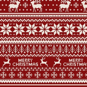  Ugly Christmas Sweater Pattern, Xmas Fabric, X-mas Nostalgy, winter red