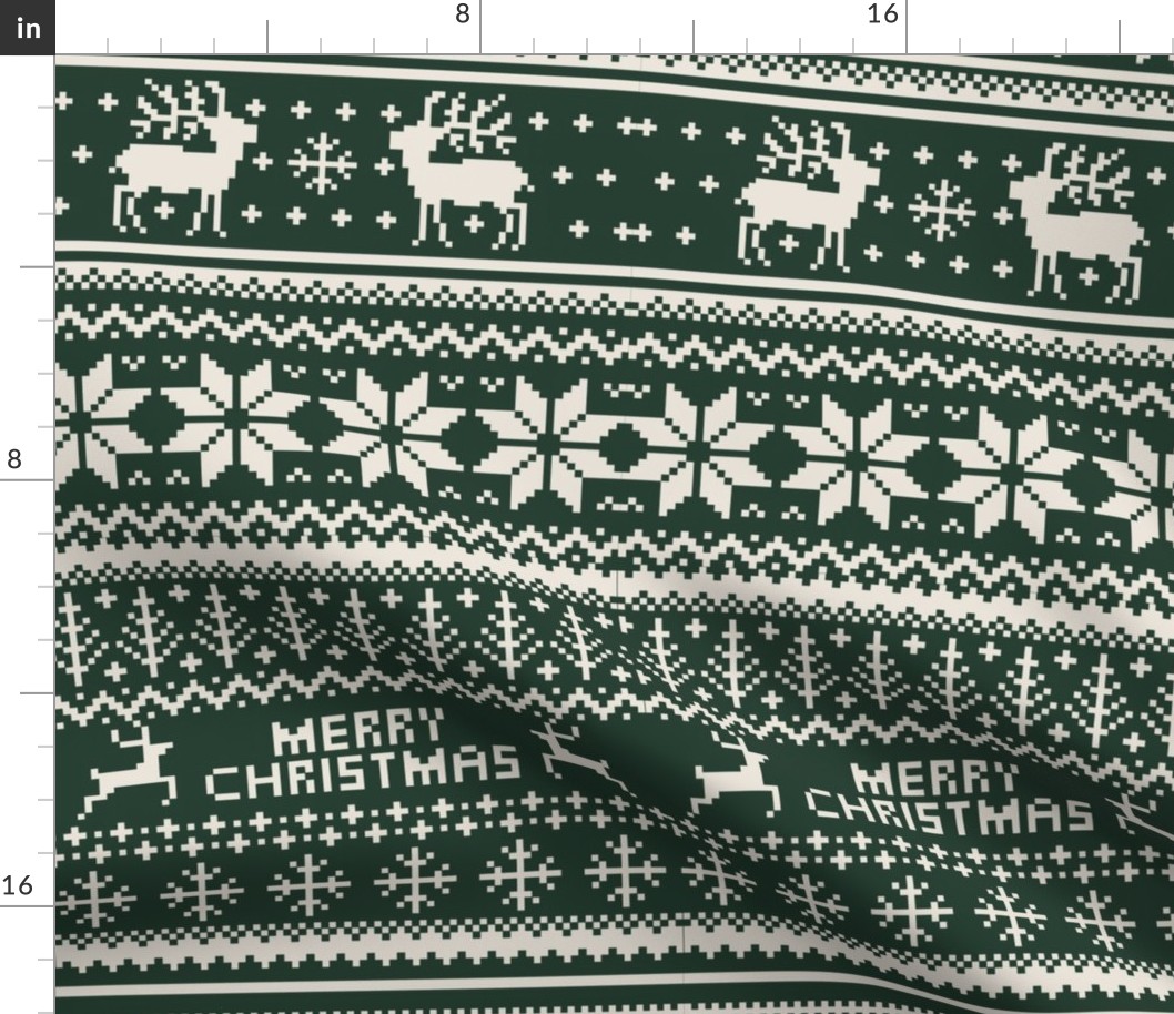  Ugly Christmas Sweater Pattern, Xmas Fabric, X-mas Nostalgy, winter green beige