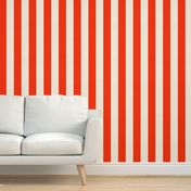 Cabana stripe - Orange red and creamy white - perfect candy  stripe - large 