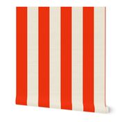 Cabana stripe - Orange red and creamy white - perfect candy  stripe - large 