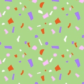 Nineties retro neon confetti - paper shards terrazzo abstract party design summer pink lilac orange on jade green 