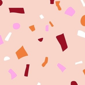 Nineties retro neon confetti - paper shards terrazzo abstract party design summer girls pink burgundy orange on blush LARGE