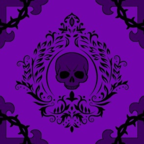 Skull Wreath Cameo Damask  Purple