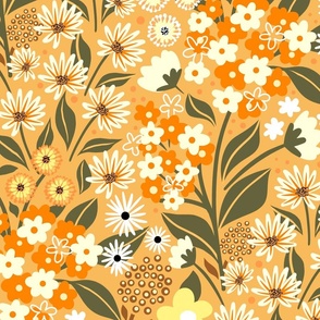 Fall Florals, Large Scale, Yellow