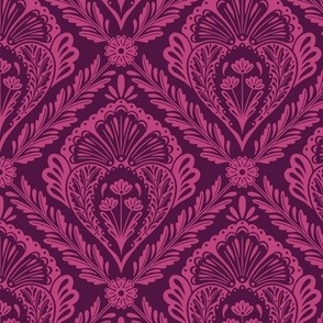 Lacy Floral Damask | Regular Scale | Plum Pink