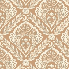Lacy Floral Damask | Regular Scale | Gingerbread Brown