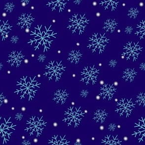 Glittered Snowflakes with Snowy background on Navy