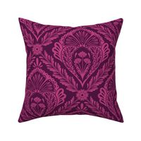 Lacy Floral Damask | Large Scale | Plum Pink
