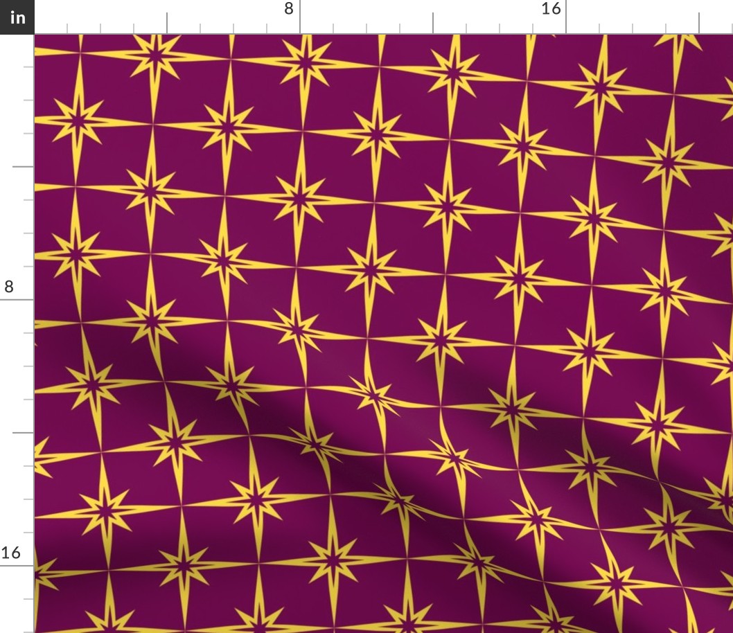 Retro Star Pattern gold on mulberry