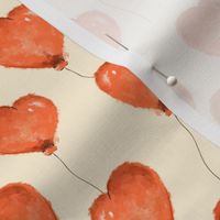 Cute Red Hearts Balloons Beige