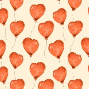 Cute Red Hearts Balloons Beige