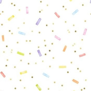 Watercolor sprinkles and gold sparkles