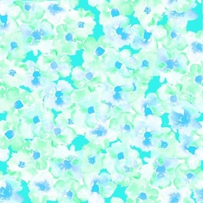 Watercolor flowers - Turquoise blue and green florals
