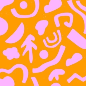 Fun abstract Retro Boho  Orange and Pink 