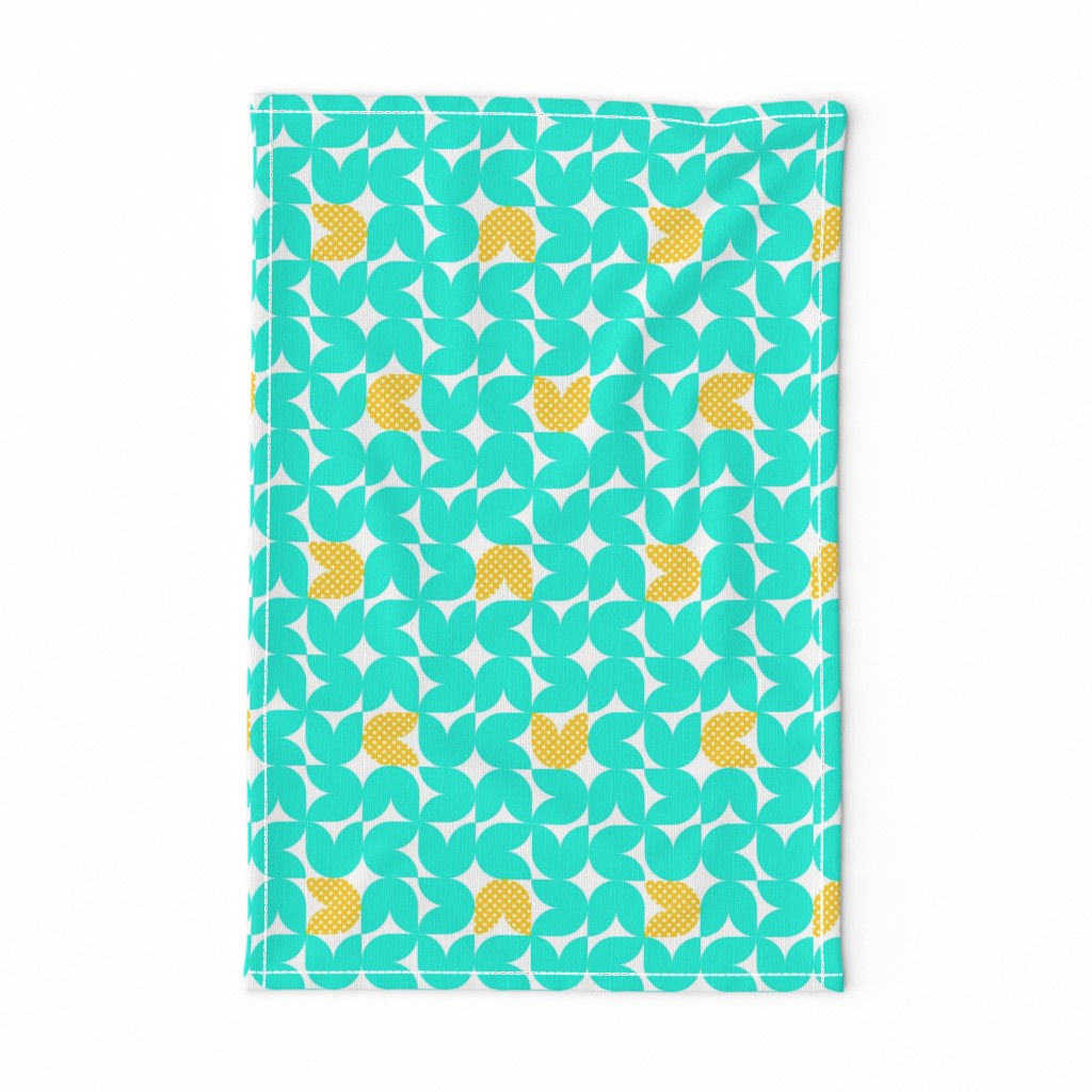 MOD TULIP WITH DOTS - MINT.YELLOW