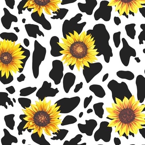 Sunflower Cow Sunflowers Floral Yellow Print Aesthetic 90s