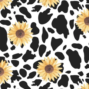 Cow Print Sunflower Sunflowers Cow Farm Animal Print 