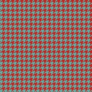 Retro Christmas Houndstooth (poppy red & teal)