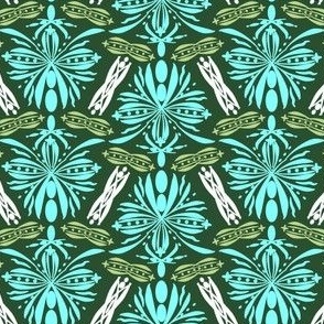 Flat Green Tattoos - Teal, Ivory, Olive