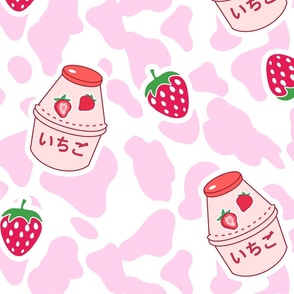 Strawberry Milk Pastel Kawaii Pink Lolita Harajuku Cow