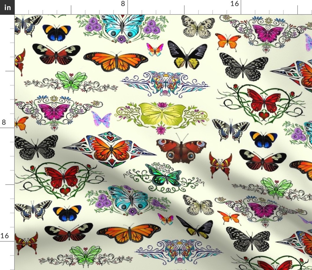 Hand-drawn Butterflies_ivory