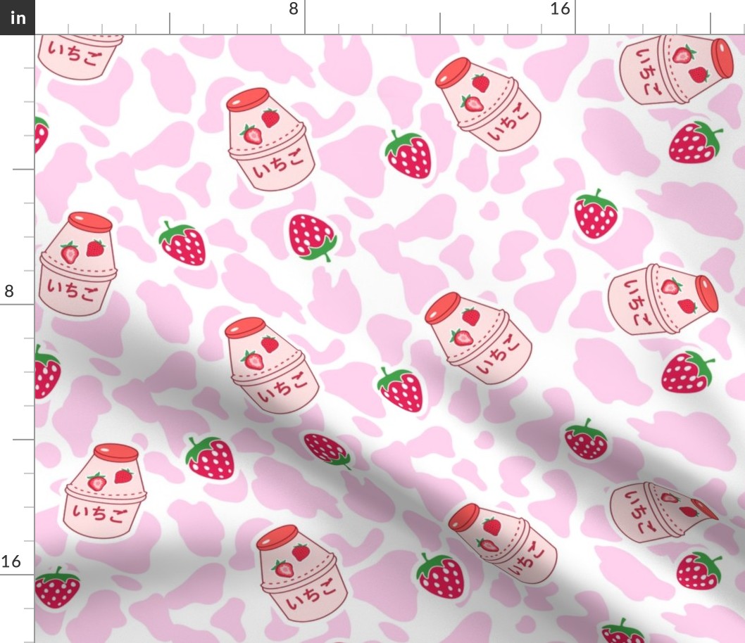 Strawberry Milk Pastel Pink Kawaii Harajuku Cow print gamer