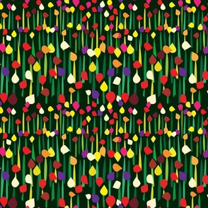 Abstract Tulip Flowers Garden - Bright Multi Coloured - Small