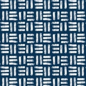 Horizontal and Vertical Lines Blocks - White on Blue - 2.33x1.53