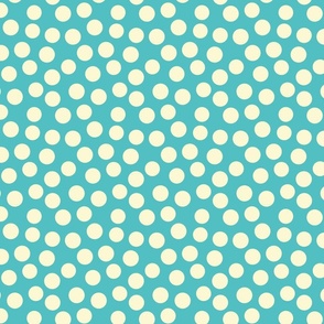 polka dots cream on turquoise