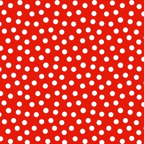 polka dots white on red //