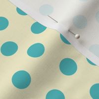 polka dots turquoise on cream