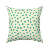 polka dots turquoise on cream