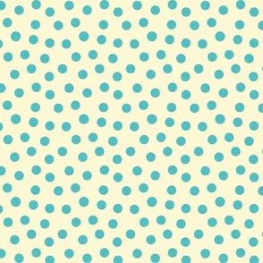 polka dots turquoise on cream