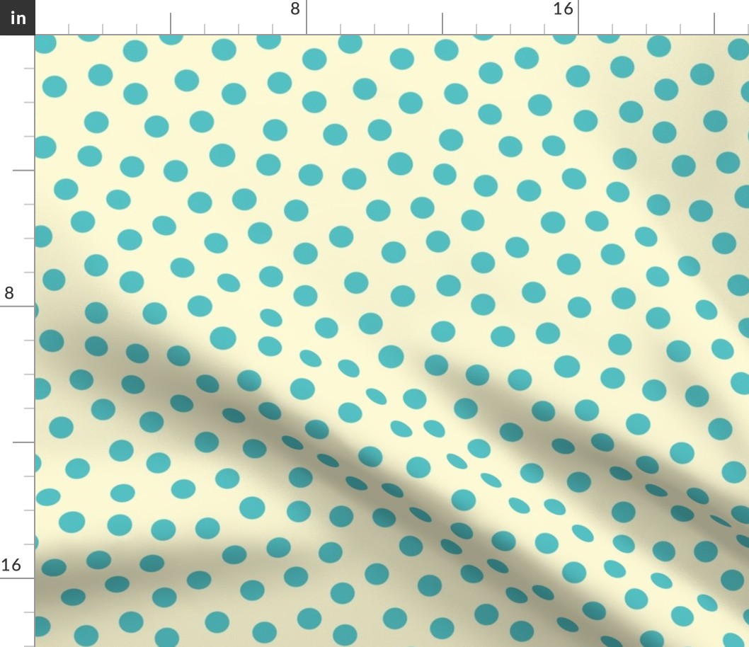 polka dots turquoise on cream