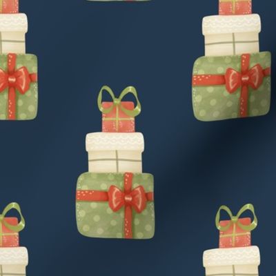 Large Scale Jolly Christmas Gifts on Navy