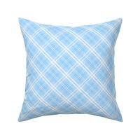 Diagonal Tartan Check Plaid in Pastel Baby Blue with White Lines