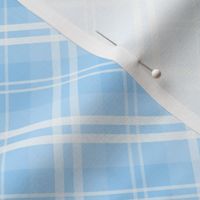 Diagonal Tartan Check Plaid in Pastel Baby Blue with White Lines